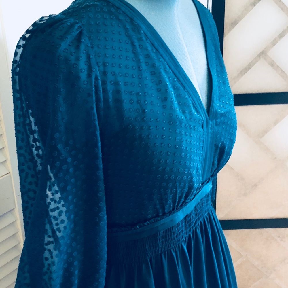 Deep Teal Sheer Dress w/ Slip